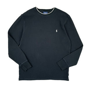 Polo Ralph Lauren Black Waffle Knit Thermal Long Sleeve - Size M